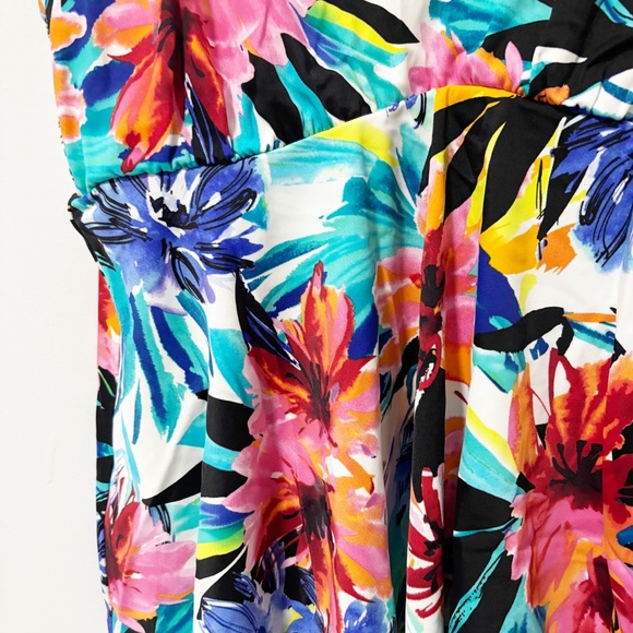 Swim‎ Solutions Womens Tankini Swim Top Size 12 Underwire Tropical Beach Flowy - Picture 4 of 11